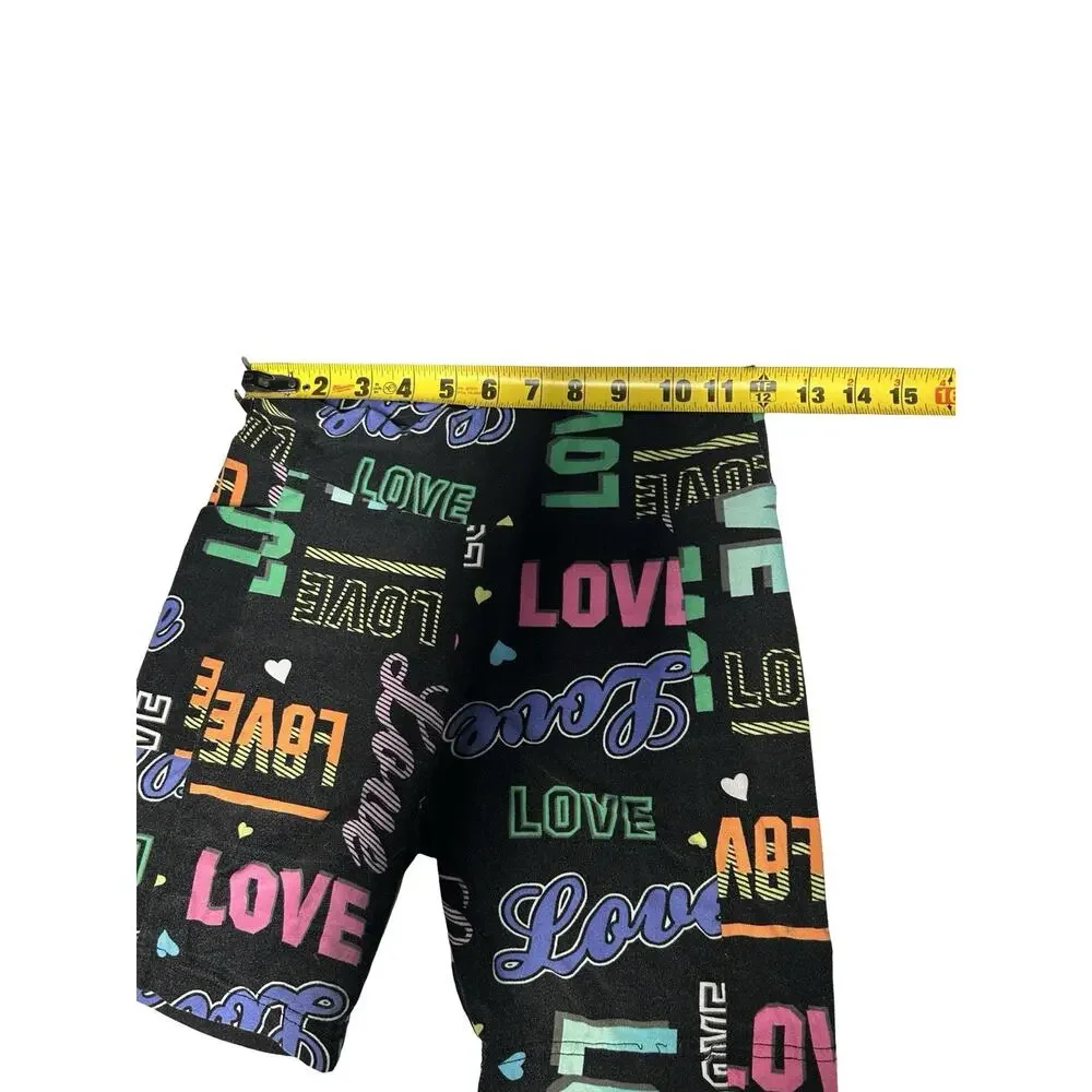 No Boundaries Girls Love Print Bike Shorts Size S 3-5 Stretch Casual Colorful